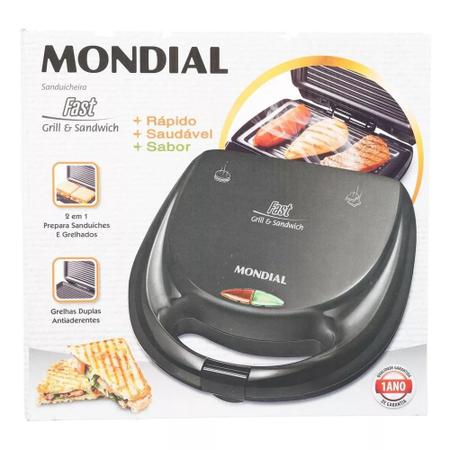 Imagem de Sanduicheira Fast Grill e Sandwich Mondial S-12 750W Preta