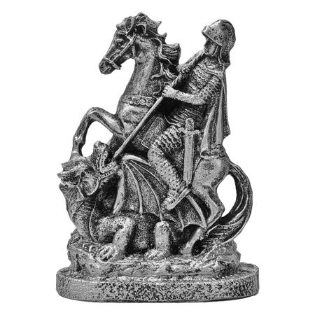 Placa decorativa São Jorge no cavalo matando a serpente 30x42cm
