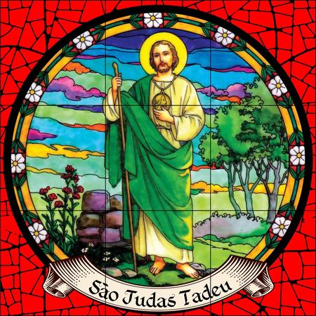 Imagem de São Judas Tadeu Estilo Vitral 60x60cm - 100% Azulejo