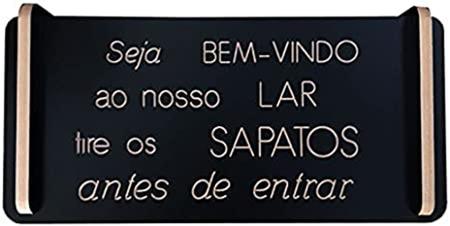 Imagem de Sapateira Banco Hall de Entrada Com Escrita 100% Mdf com 3 Prateleiras Cor Preta Madeira Negra Decor