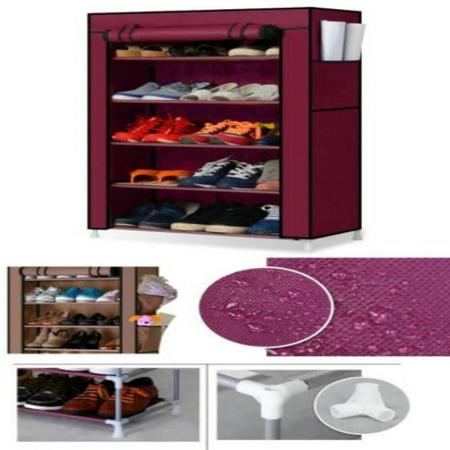 Imagem de Sapateira com 6 prateleiras armario organizador portatil com ziper para quarto e closet 