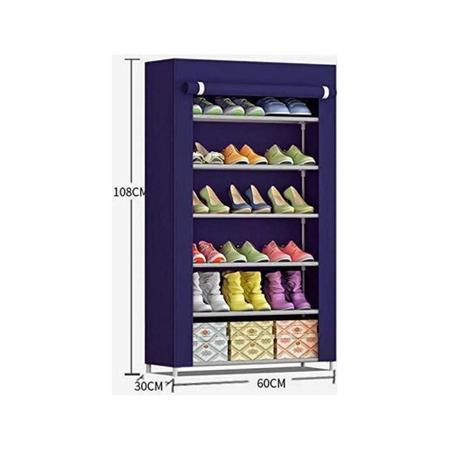 Imagem de Sapateira com 6 prateleiras armario organizador portatil com ziper para quarto e closet 