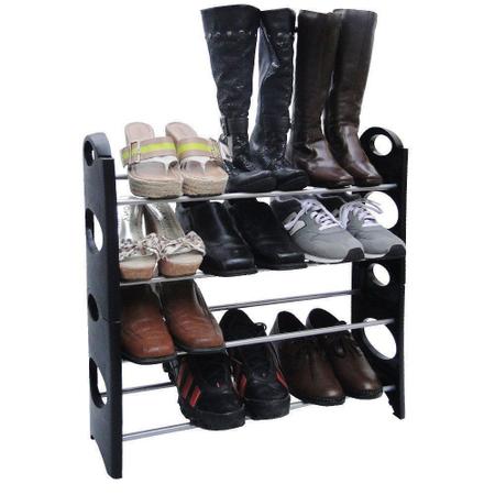 Imagem de Sapateira Desmontável de PVC Preto Shoe Rack para 12 pares de sapatos CBR01104