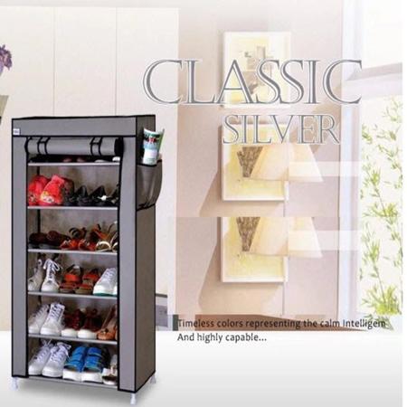 Imagem de Sapateira gigante 6 prateleiras armario organizador guarda roupa estante portatil tenis com ziper