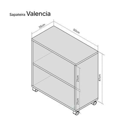 Imagem de Sapateira para 4 pares de Sapatos Valencia Branca com rodinhas