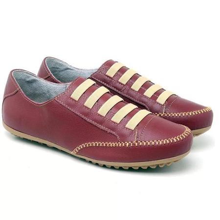 Sapatenis de Couro Feminino Mocatenis Prático Casual Comfort Maria Bordô AMT01MB - Dama Imagem de Sapatenis de Couro Feminino Mocatenis Prático Casual Comfort Maria Bordô AMT01MB