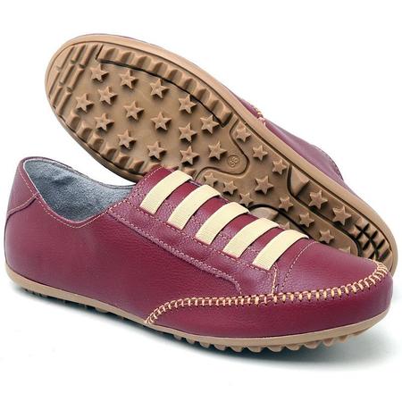 Sapatenis de Couro Feminino Mocatenis Prático Casual Comfort Maria Bordô AMT01MB - Dama Imagem de Sapatenis de Couro Feminino Mocatenis Prático Casual Comfort Maria Bordô AMT01MB