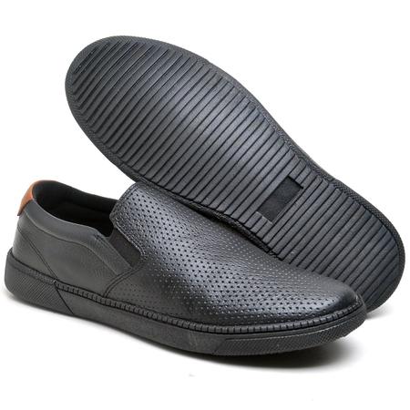 Imagem de Sapatênis Masculino Em Couro Sapato Slip On C/ Elástico Lateral Confortável