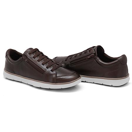 Sapatênis Masculino Tênis Casual Couro Sola Antiderrapante Confortável Café - Bootz Imagem de Sapatênis Masculino Tênis Casual Couro Sola Antiderrapante Confortável Café