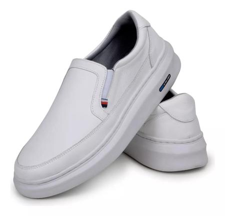Slip on best sale couro branco masculino