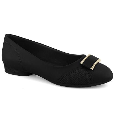Sapatilha Com Salto Confort vel Preta Comfortflex Sapatilha