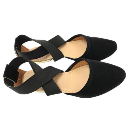 Sapatilha Feminina Bico Redondo Confort vel Amarra o Kit 3 Preto
