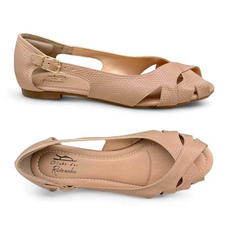 Imagem de Sapatilha Feminina Peep Toe Bico Redondo Modelo Ciclame