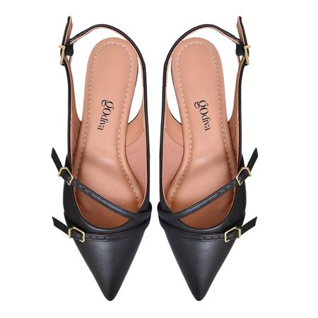 Imagem de Sapatilha Godiva Slingback Fivelas Feminina Preta