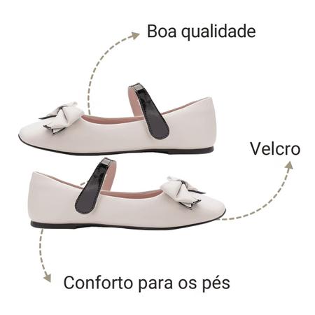 Imagem de Sapatilha Infantil Mini Sua Cia Laço Off White E Preto