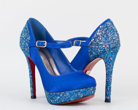 Sapato Boneca Salto Fino 12cm Cetim Azul CBK CHIBINSKI Scarpin