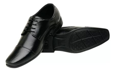 Sapato Clássico Social Masculino Preto Com Cadarço Elegante - JC FRANCA Imagem de Sapato Clássico Social Masculino Preto Com Cadarço Elegante