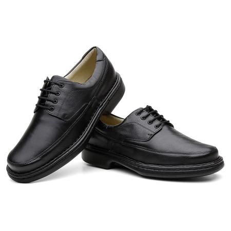Sapato Conforto Casual em Couro Pires Shoes Basico com Cadarço e Sola Borracha Imagem de Sapato Conforto Casual em Couro Pires Shoes Basico com Cadarço e Sola Borracha