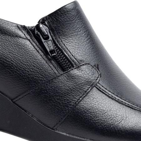 Sapato Feminino Comfortflex Anabela Slip On Preto Slipper Slip