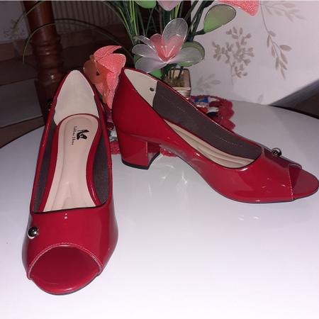 Sapato Feminino Peep Toe Vermelho Sublime Shoes Peep Toe