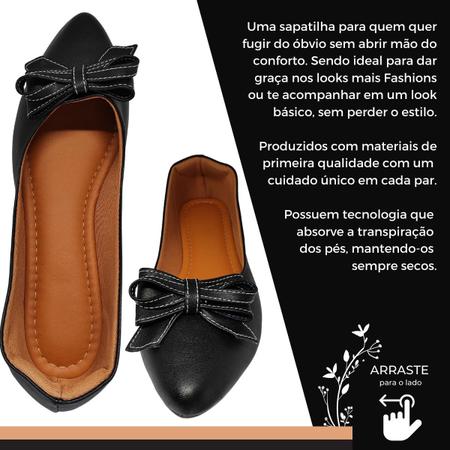 Sapato Feminino Sapatilha Confort Preta infinita NF Premium