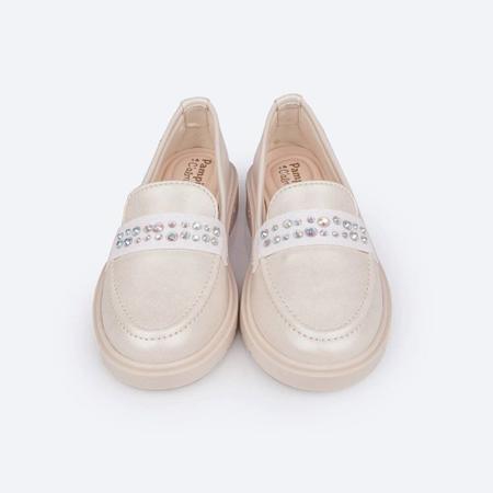 Imagem de Sapato Infantil Pampili Tifany Mocassim Strass Nude 480.006