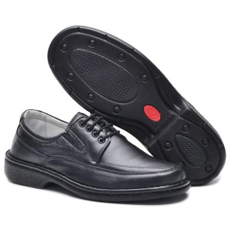 Imagem de Sapato Masculino Conforto Ortopédico para Diabéticos Em Couro de Carneiro Preto