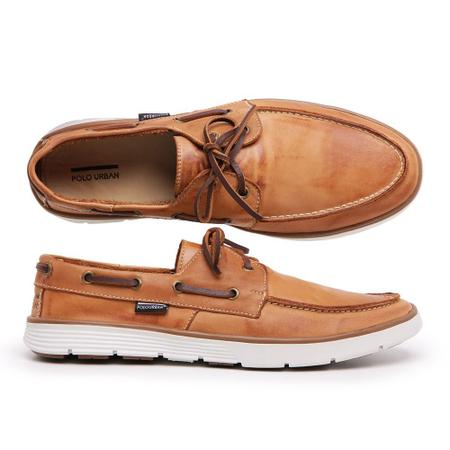 Sapato Mocassim em Couro Caramelo Masculino Polo Urban Mocassim