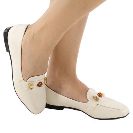 Imagem de Sapato Mocassim Loafer Feminino Baixo Pedraria Elegante Confortável Moderno