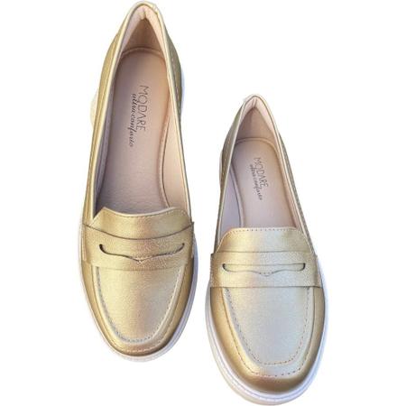 Imagem de Sapato mocassim oxford tratorado ultraconforto modare metalizado dourado- 7357.100