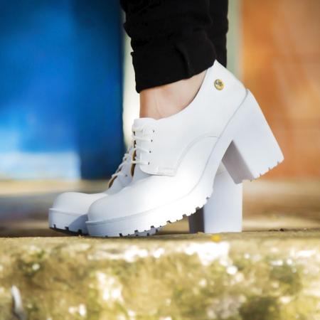 Imagem de Sapato Oxford Bota Coturno Feminino Salto Tratorado Cano Baixo