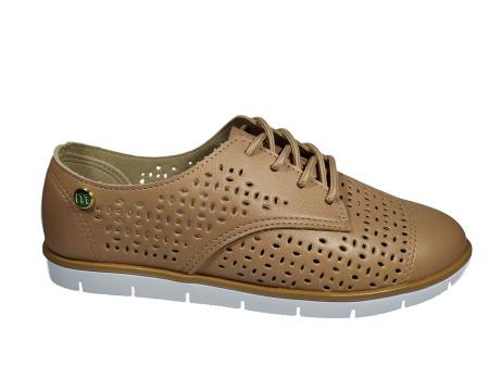 Sapato Oxford Moleca Feminino Bege Preto Furadinho conforto