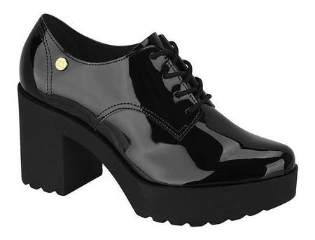 Sapato Oxford Tratorado Moleca Salto M dio Grosso 5647.211 Preto