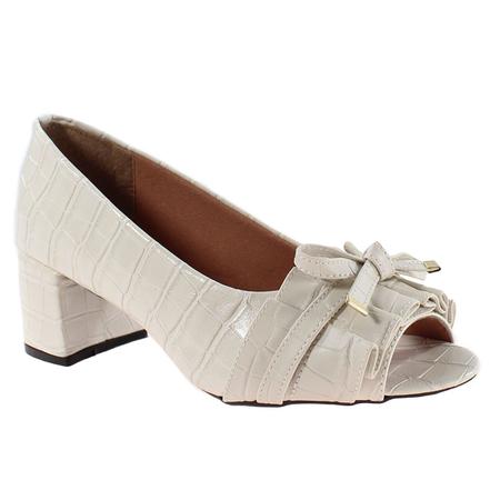 Imagem de  Sapato Peep Toe Salto Bloco 4cm Croco Off White Napa Ecológica ER257