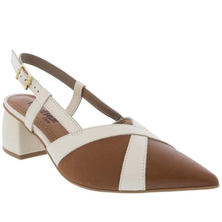 Sapato scarpin aberto atr s feminino salto bloco marca Usaflex cor
