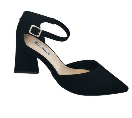 Sapato Scarpin Bebece Preto Salto Grosso Nobuck T7024 249