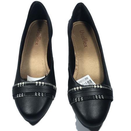 Scarpin usaflex salto baixo preto 2025