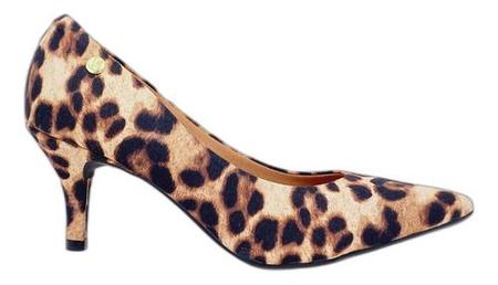 Scarpin salto store baixo animal print