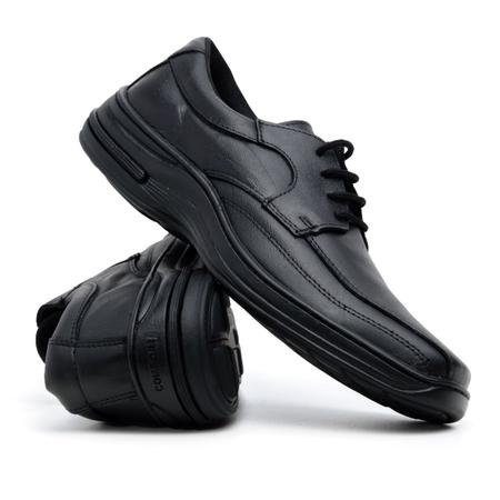 Imagem de Sapato Social Masculino Clássico Couro Ortopédico Confort Cadarço Solado Costurado Durabilidade