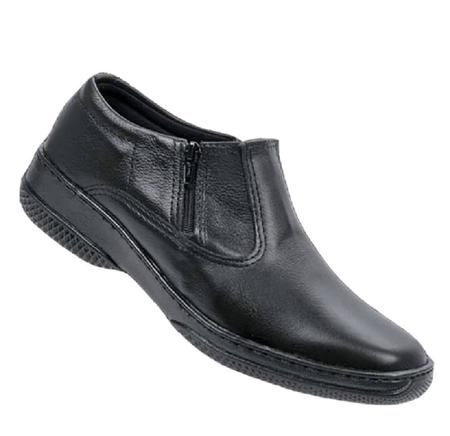 Sapato Social Masculino Cor Preta Estilo Meia Bota Com Ziper Fecho