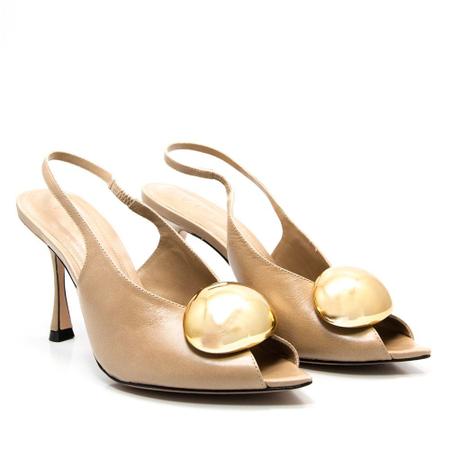 Imagem de Sapato Vicenza SlingBack Metal Bege