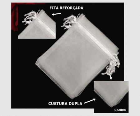 Imagem de Saquinhos De Organza 15x20 Cm Branco 100 pçs - c/ fita cetim