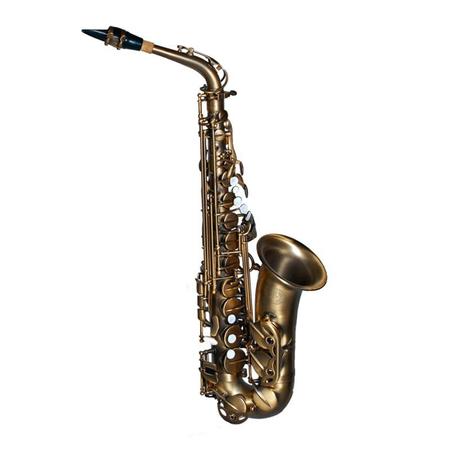 Imagem de Sax Alto Mi B Envelhecido Dolphin com Semi Case e Molas Blue Steel