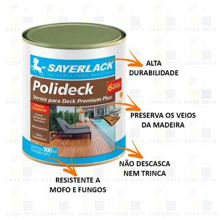 Imagem de Sayerlack Polideck Semi-brilho Natural 900ml Hidrorrepelente Madeira