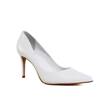 Scarpin Branco Carrano Beatriz Couro Salto M dio Fino 8 7cm