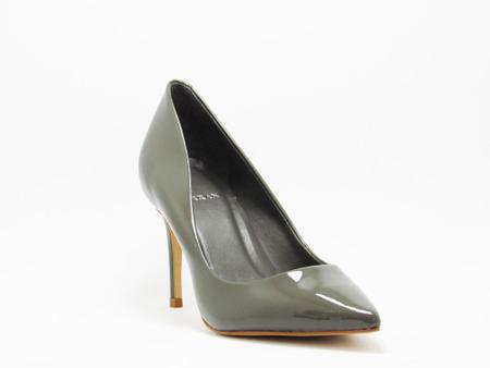 Scarpin Cinza Escuro Verniz Salto M dio Carrano Scarpin Feminino
