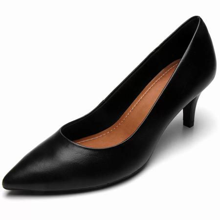 Scarpin Couro Usaflex Salto Fino Liso Preto Scarpin Feminino