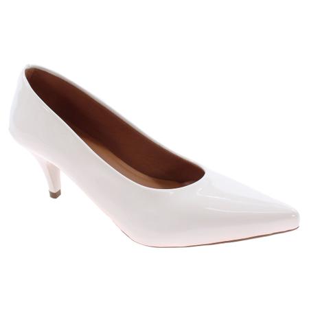 Imagem de Scarpin feminino branco salto fino baixo conforto premium valle shoes