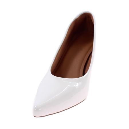 Imagem de Scarpin feminino branco salto fino baixo conforto premium valle shoes