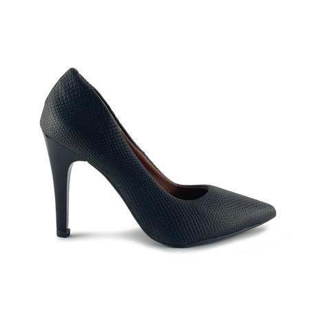 Scarpin Preto de Napa Sint tica Salto Fino de 9cm Bico Fino
